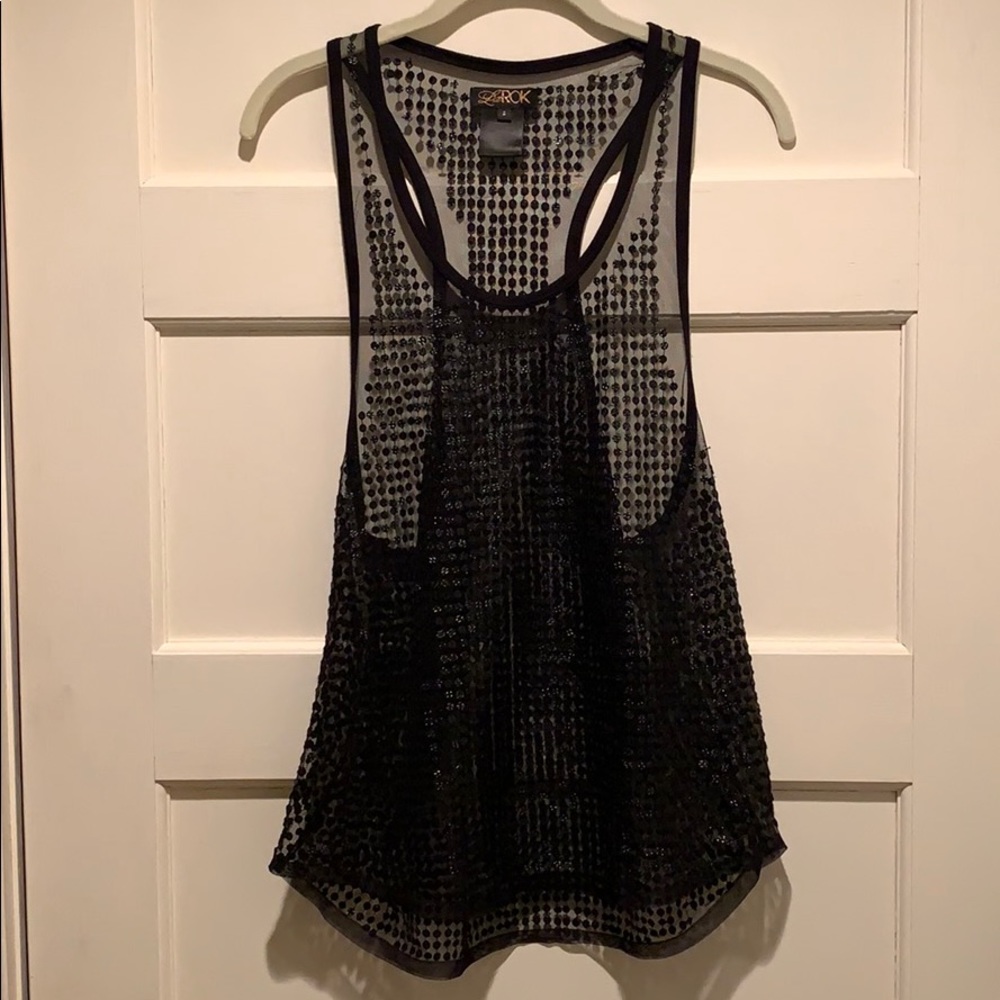 L.A. ROK Sheer Sequin Embellished Tank Top